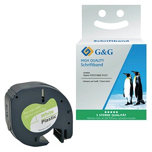 G&G Schriftband  ersetzt Dymo 91221/S0721660 14972 ersetzt DYMO 91221/S0721660 , 12 mm, schwarz auf weiß, 1 St.