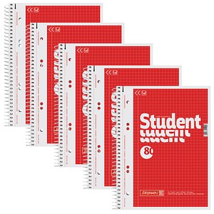 BRUNNEN Collegeblöcke Student Kleinformat kariert DIN A5 Innenrand, 5 Blöcke