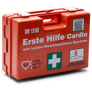 LEINA-WERKE Erste-Hilfe-Koffer Maxi Cardio DIN 13169 + Erweiterung orange