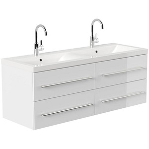 POSSEIK Waschbecken mit Unterschrank AURELION XL weiß glanz 143,2 x 50,5 x 56,6 cm