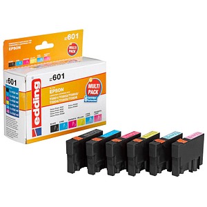 edding EDD-601  schwarz, cyan, magenta, gelb, light cyan, light magenta Druckerpatronen kompatibel zu EPSON T0807, 6er-S