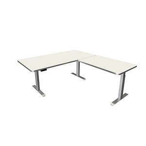 Kerkmann Move 3 Premium elektrisch höhenverstellbarer Schreibtisch weiß L-Form, T-Fuß-Gestell silber 200,0 x 220,0 cm