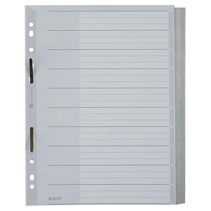 LEITZ Ordnerregister DIN A4+ Vollformat, Überbreite blanko grau 10-teilig, 1 Satz