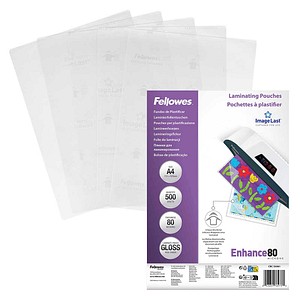 Fellowes Laminierfolien Enhance80 ImageLast  glänzend für A4 80 micron, 500 St.