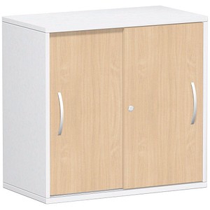 geramöbel Schiebetürenschrank Flex, S-382502-BW weiß, buche 1 Fachboden 80,0 x 42,5 x 79,8 cm