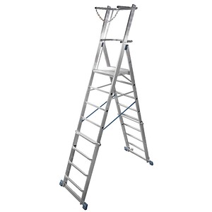 KRAUSE Podestleiter STABILO silber 8 Sprossen, H: 286,0 cm