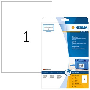 HERMA Etiketten 4824 weiß 210,0 x 297,0 mm, 25 Blatt