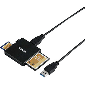 hama USB-3.0-Multikartenleser Multi-microSD, SD, Compact Flash-Kartenleser schwarz