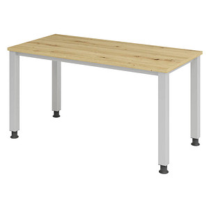 HAMMERBACHER QS614 Schreibtisch asteiche rechteckig, 4-Fuß-Gestell silber 140,0 x 67,2 cm