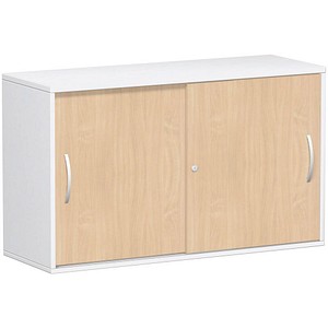geramöbel Schiebetürenschrank Flex, S-312153-BW weiß, buche 1 Fachboden 120,0 x 42,5 x 72,0 cm