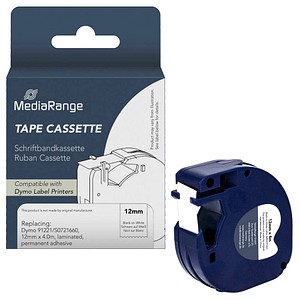 MediaRange Schriftband LetraTag MRDY91221 ersetzt DYMO 91221/S0721660 , 12 mm, schwarz auf weiß, 1 St.