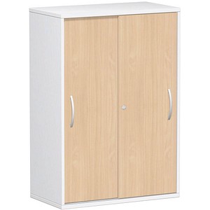 geramöbel Schiebetürenschrank Flex, S-383502-BW weiß, buche 2 Fachböden 80,0 x 42,5 x 118,2 cm