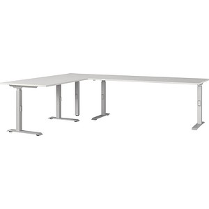 GERMANIA Agenda Office Schreibtisch lichtgrau L-Form, C-Fuß-Gestell silber 200,0 x 260,0 cm