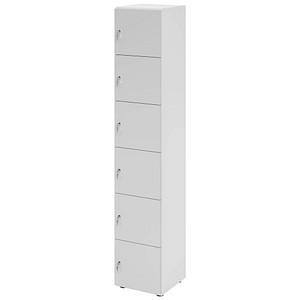 HAMMERBACHER Schließfachschrank weiß, lichtgrau V264L6/W/5/DS, 6 Schließfächer 40,0 x 42,0 x 215,6 cm