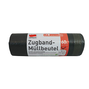 quickpack Müllbeutel 60,0 l schwarz, 20 St.