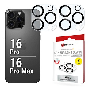 DISPLEX® Camera Lens Glass Kamera-Schutzgläser für Apple iPhone 16 Pro, iPhone 16 Pro Max, 2 St.