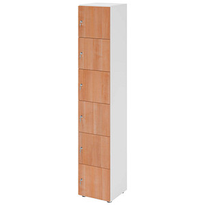 HAMMERBACHER Schließfachschrank weiß, nussbaum V264L6/W/N/DS, 6 Schließfächer 40,0 x 42,0 x 215,6 cm