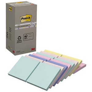 Post-it® Recycling Notes Haftnotizen farbsortiert, 16 Blöcke