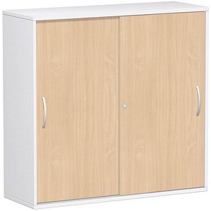 geramöbel Schiebetürenschrank Flex, S-312353-BW weiß, buche 2 Fachböden 120,0 x 42,5 x 118,2 cm