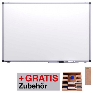 AKTION: Legamaster Whiteboard PREMIUM 200,0 x 100,0 cm weiß spezialbeschichteter Stahl + GRATIS 2 Boardmarker TZ (schwarz, blau), Whiteboard Löscher, Markerhalter, Magnet
