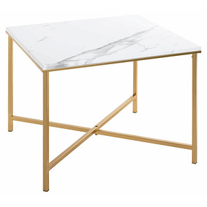 HAKU Möbel Beistelltisch rechteckig MDF-Platte gold-weiß 60,0 x 60,0 x 47,0 cm, 1 St.