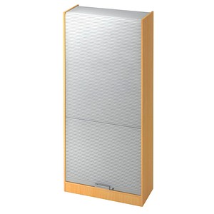 HAMMERBACHER Akandia Rollladenschrank buche, silber 4 Fachböden 90,0 x 40,0 x 200,4 cm
