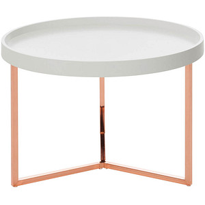 WOHNLING Beistelltisch rund Massivholz weiß 58,5 x 58,5 x 42,0 cm, 1 St.