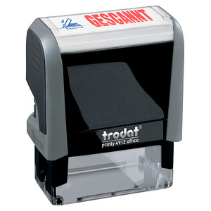 trodat Textstempel "Gescannt" printy 4912 office selbstfärbend blau, rot ohne Logo, 1 St.