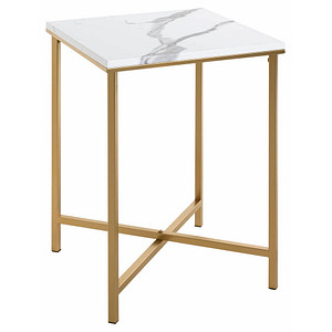 HAKU Möbel Beistelltisch rechteckig MDF-Platte gold-weiß 39,0 x 39,0 x 55,0 cm, 1 St.