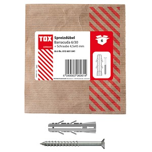 TOX BARRACUDA 013601041 Dübel mit Schrauben Ø 6 mm x 30 mm, 6 St.