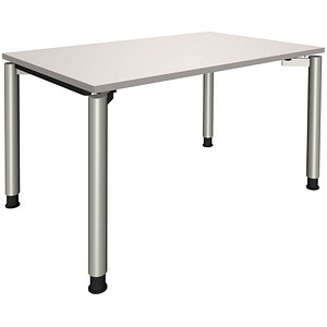 fm fastline höhenverstellbarer Schreibtisch lichtgrau rechteckig, 4-Fuß-Gestell silber 120,0 x 80,0 cm