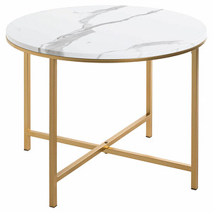 HAKU Möbel Beistelltisch rund MDF-Platte gold-weiß 60,0 x 60,0 x 45,0 cm, 1 St.