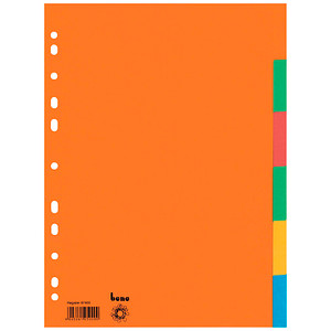 bene Ordnerregister DIN A4 Vollformat blanko farbig 6-teilig, 5 Satz