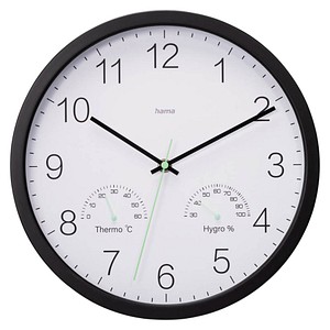 hama Wanduhr Santorini weiß schwarz Kunststoff, Ø 30,0 cm