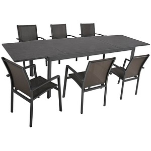 Garden Pleasure Sitzgruppe NEREA, schwarz Metall, 7-teilig