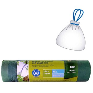 Secolan® Müllbeutel 60,0 l grün 30,0 µm, 15 St.