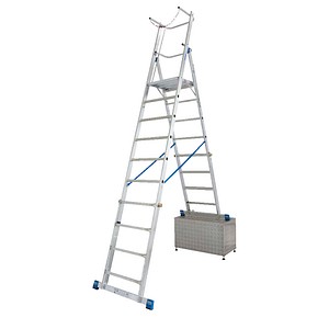 KRAUSE Podestleiter STABILO silber 10 Sprossen, H: 369,0 cm