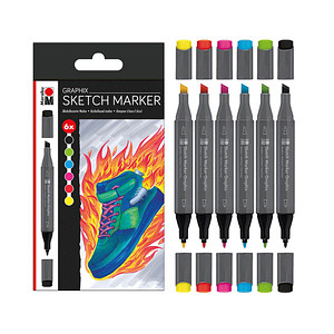Marabu Graphix Sketch Filzstifte farbsortiert, 6 St.