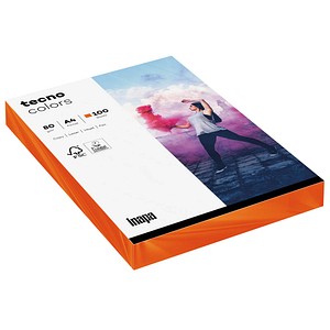 tecno Kopierpapier colors intensivorange DIN A4 80 g/qm 100 Blatt tecno Kopierpapier colors intensivorange DIN A4 80 g/qm 100 Blatt