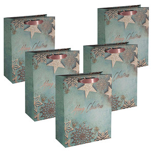 SIGEL Papier-Tragetaschen Glamorous Christmas Motiv 26,0 x 33,0 cm, 5 St.