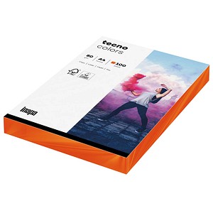 tecno Kopierpapier colors intensivorange DIN A4 80 g/qm 100 Blatt tecno Kopierpapier colors intensivorange DIN A4 80 g/qm 100 Blatt