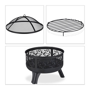 relaxdays Feuerschale schwarz 60,0 cm