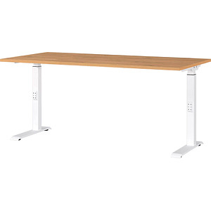 GERMANIA DOWNEY höhenverstellbarer Schreibtisch grandson-eiche rechteckig, C-Fuß-Gestell weiß 160,0 x 80,0 cm