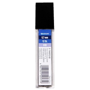 WESTCOTT Feinminen-Bleistiftminen schwarz HB 0,7 mm, 12 St.