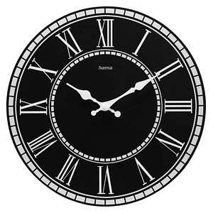 hama Wanduhr Rab schwarz Mitteldichte Holzfaserplatte (MDF), Ø 30,0 cm