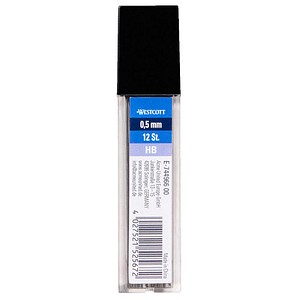 WESTCOTT Feinminen-Bleistiftminen schwarz HB 0,5 mm, 12 St.