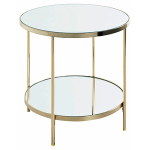 HAKU Möbel Beistelltisch rund Glas gold 45,0 x 45,0 x 46,0 cm, 1 St.