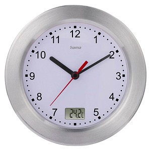 hama Wanduhr Mauritius weiß silber Aluminium gebürstet, Ø 17,0 cm