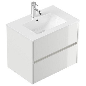 POSSEIK Waschbecken mit Unterschrank LIMES 70 weiß glanz 70,0 x 46,5 x 58,5 cm