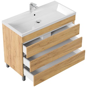POSSEIK Waschbecken mit Unterschrank FELLINI 100 eiche gold 100,0 x 48,0 x 83,5 cm